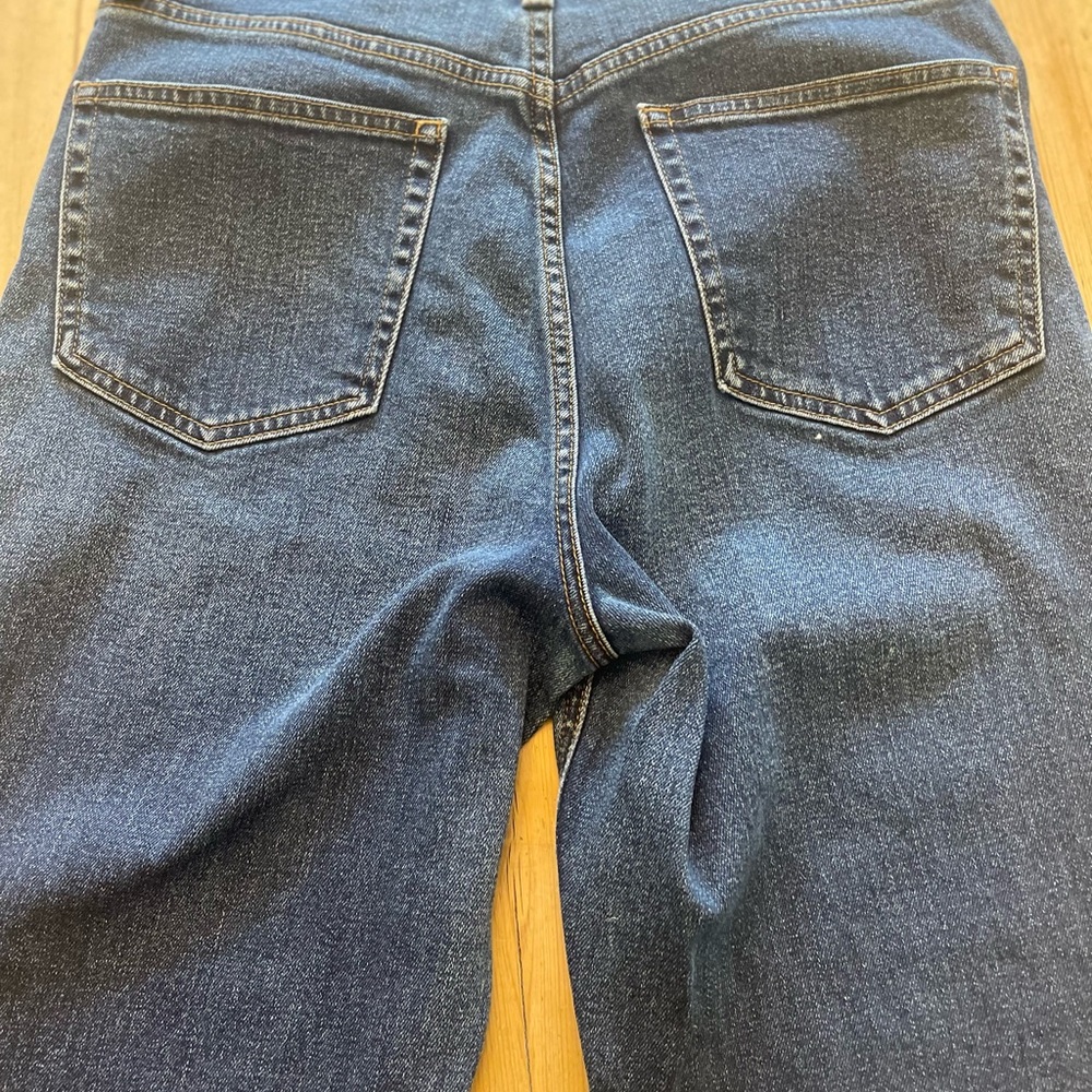 J Crew Billie Demi boot cut. Size 29. Dark wash distress on front only. - Picture 4 of 10